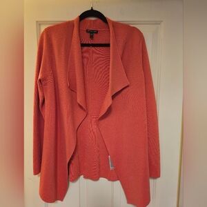 Eileen Fisher Orange Cardigan Sweater with Waterfall Front